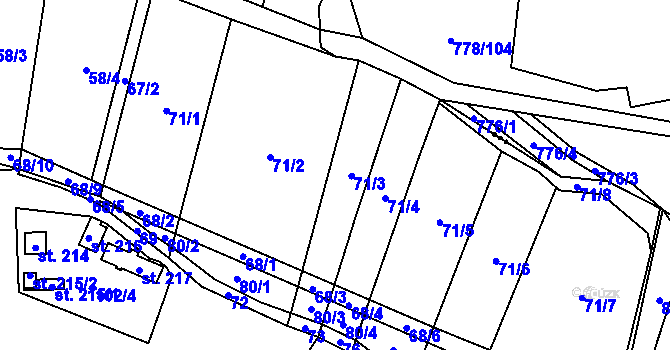 Parcela st. 71 v KÚ Srby nad Úslavou, Katastrální mapa