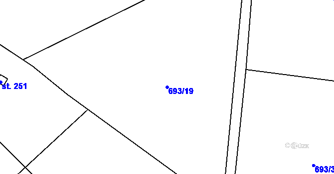 Parcela st. 693/19 v KÚ Srby nad Úslavou, Katastrální mapa
