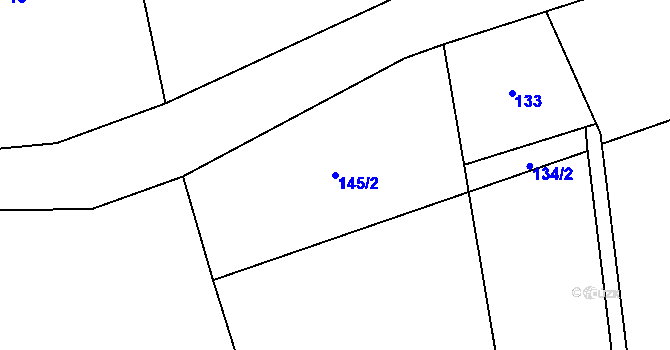 Parcela st. 145/2 v KÚ Srby nad Úslavou, Katastrální mapa
