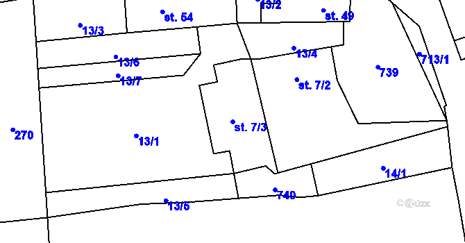 Parcela st. 7/3 v KÚ Tojice, Katastrální mapa