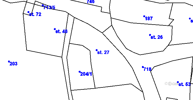 Parcela st. 27 v KÚ Tojice, Katastrální mapa