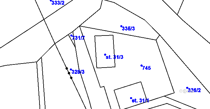 Parcela st. 31/3 v KÚ Tojice, Katastrální mapa