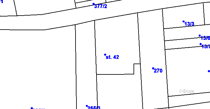 Parcela st. 42 v KÚ Tojice, Katastrální mapa