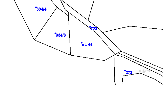 Parcela st. 44 v KÚ Tojice, Katastrální mapa