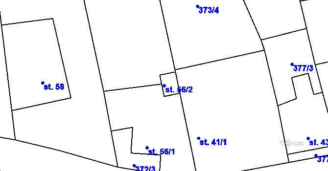 Parcela st. 56/2 v KÚ Tojice, Katastrální mapa