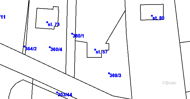 Parcela st. 57 v KÚ Tojice, Katastrální mapa