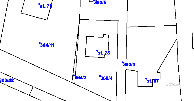 Parcela st. 73 v KÚ Tojice, Katastrální mapa