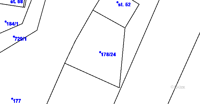 Parcela st. 178/24 v KÚ Tojice, Katastrální mapa