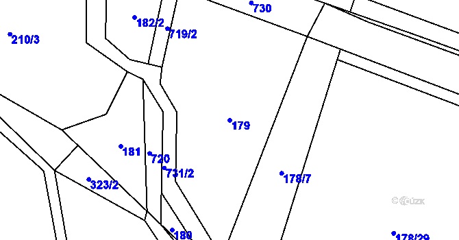 Parcela st. 179 v KÚ Tojice, Katastrální mapa