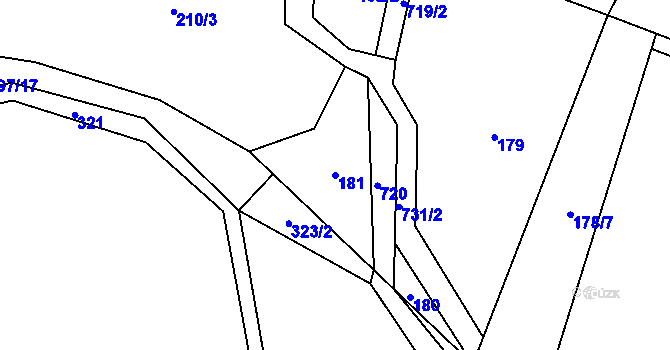 Parcela st. 181 v KÚ Tojice, Katastrální mapa