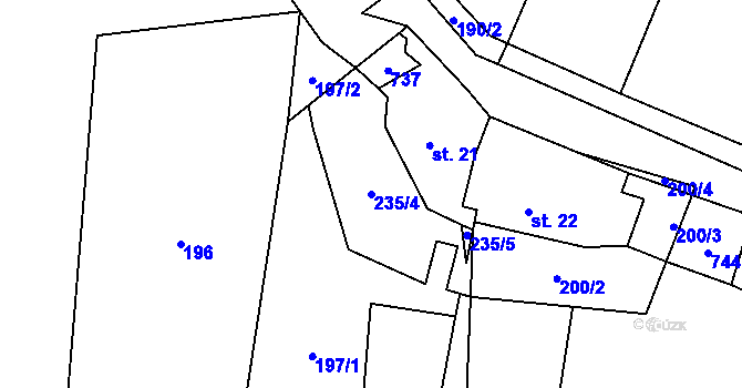 Parcela st. 235/4 v KÚ Tojice, Katastrální mapa