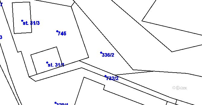 Parcela st. 336/2 v KÚ Tojice, Katastrální mapa