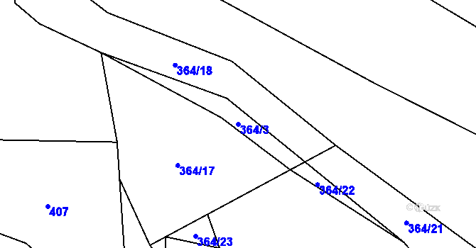 Parcela st. 364/3 v KÚ Tojice, Katastrální mapa