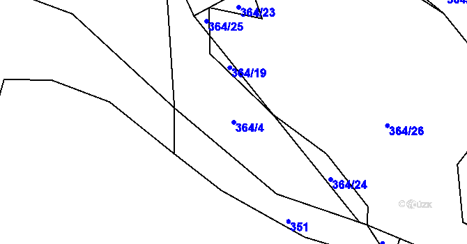 Parcela st. 364/4 v KÚ Tojice, Katastrální mapa
