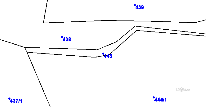 Parcela st. 443 v KÚ Tojice, Katastrální mapa