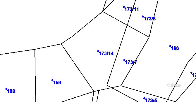 Parcela st. 173/14 v KÚ Tojice, Katastrální mapa