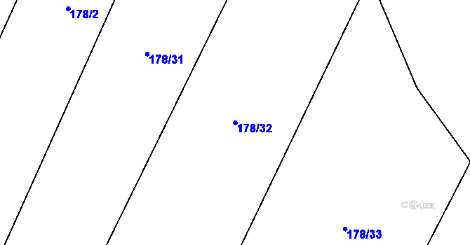 Parcela st. 178/32 v KÚ Tojice, Katastrální mapa