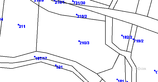 Parcela st. 210/3 v KÚ Tojice, Katastrální mapa