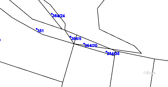 Parcela st. 364/20 v KÚ Tojice, Katastrální mapa