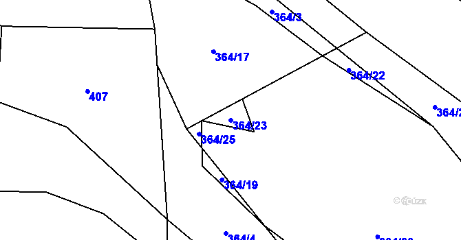 Parcela st. 364/23 v KÚ Tojice, Katastrální mapa