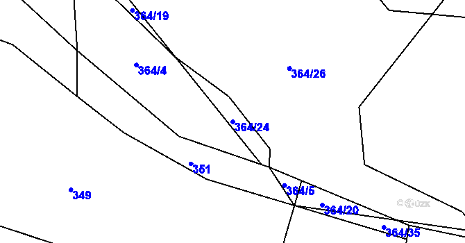 Parcela st. 364/24 v KÚ Tojice, Katastrální mapa