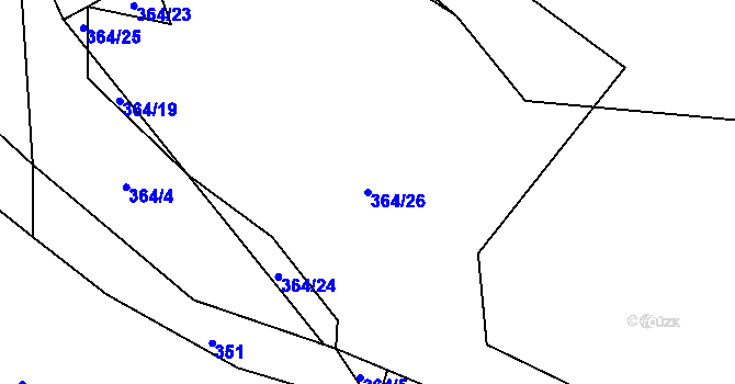 Parcela st. 364/26 v KÚ Tojice, Katastrální mapa
