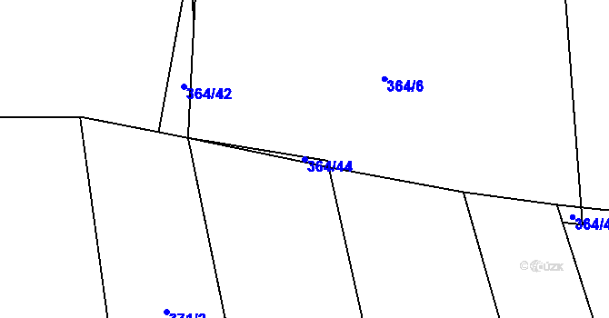 Parcela st. 364/44 v KÚ Tojice, Katastrální mapa