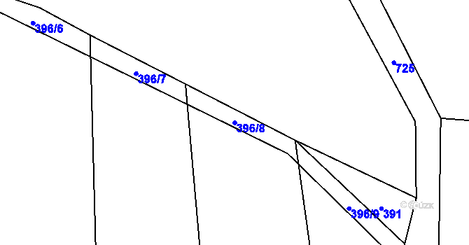 Parcela st. 396/8 v KÚ Tojice, Katastrální mapa
