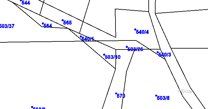Parcela st. 503/10 v KÚ Tojice, Katastrální mapa