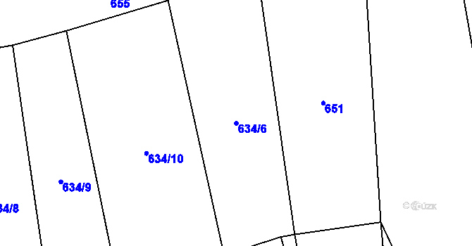 Parcela st. 634/6 v KÚ Tojice, Katastrální mapa