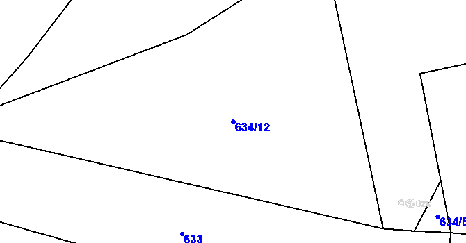 Parcela st. 634/12 v KÚ Tojice, Katastrální mapa