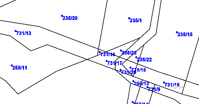 Parcela st. 731/16 v KÚ Tojice, Katastrální mapa