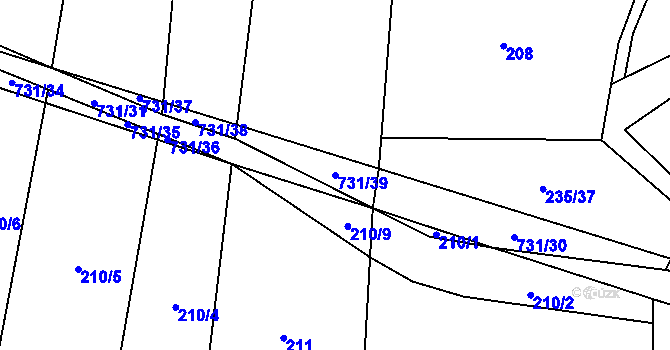 Parcela st. 731/39 v KÚ Tojice, Katastrální mapa