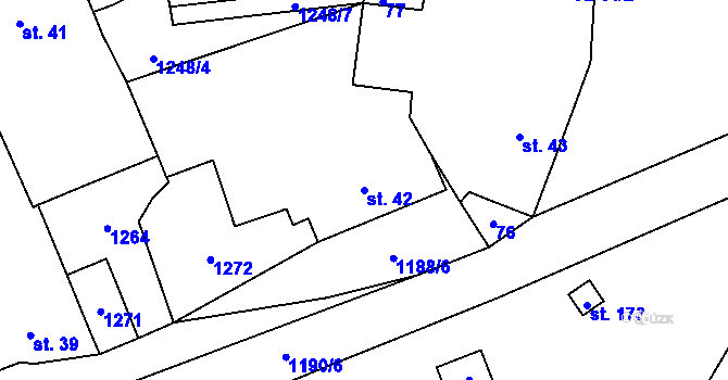 Parcela st. 42 v KÚ Vrčeň, Katastrální mapa