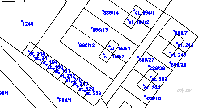 Parcela st. 158/2 v KÚ Vrčeň, Katastrální mapa