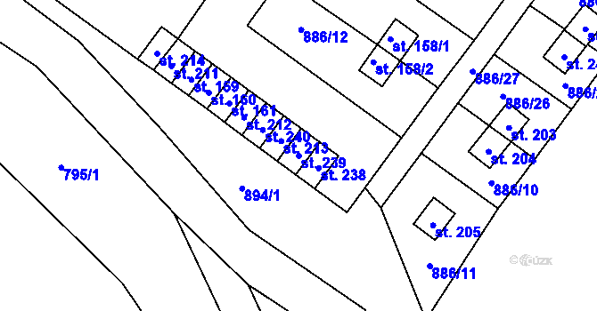 Parcela st. 239 v KÚ Vrčeň, Katastrální mapa