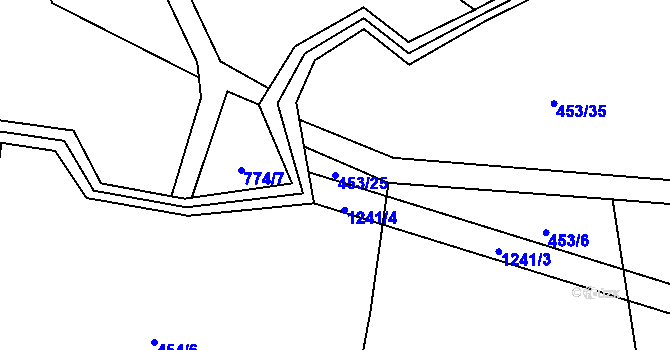 Parcela st. 453/25 v KÚ Vrčeň, Katastrální mapa