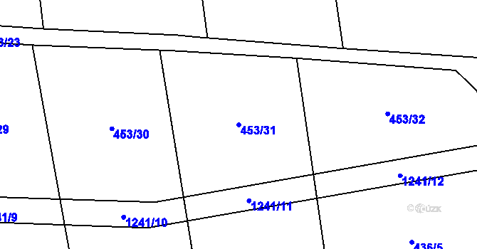 Parcela st. 453/31 v KÚ Vrčeň, Katastrální mapa