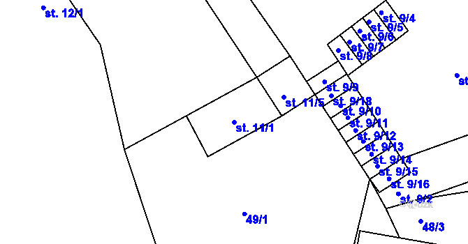 Parcela st. 11/1 v KÚ Dolní Bučice, Katastrální mapa