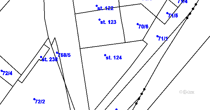 Parcela st. 124 v KÚ Dolní Bučice, Katastrální mapa