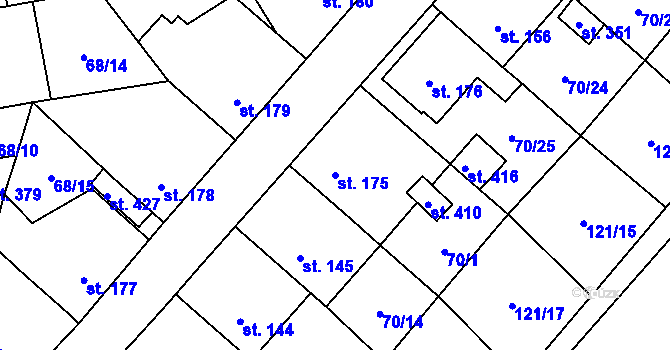 Parcela st. 175 v KÚ Dolní Bučice, Katastrální mapa