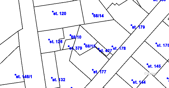 Parcela st. 68/15 v KÚ Dolní Bučice, Katastrální mapa