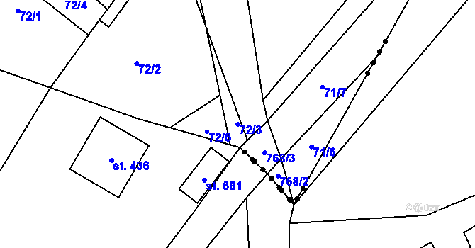 Parcela st. 72/3 v KÚ Dolní Bučice, Katastrální mapa