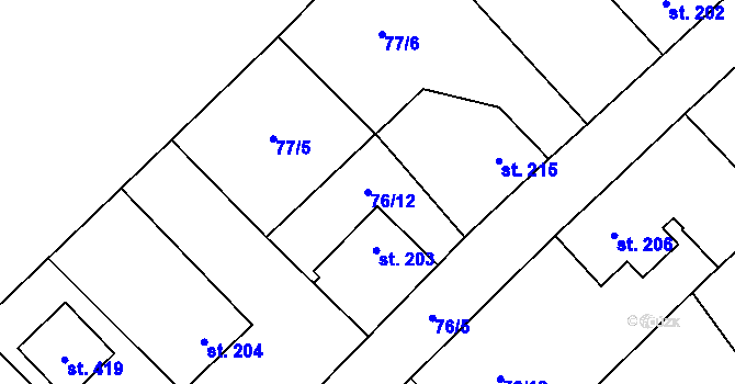 Parcela st. 76/12 v KÚ Dolní Bučice, Katastrální mapa