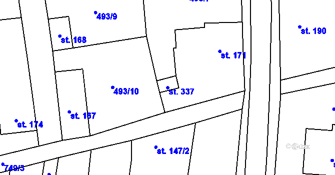 Parcela st. 337 v KÚ Dolní Bučice, Katastrální mapa