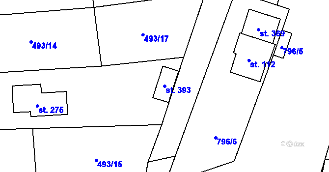 Parcela st. 393 v KÚ Dolní Bučice, Katastrální mapa