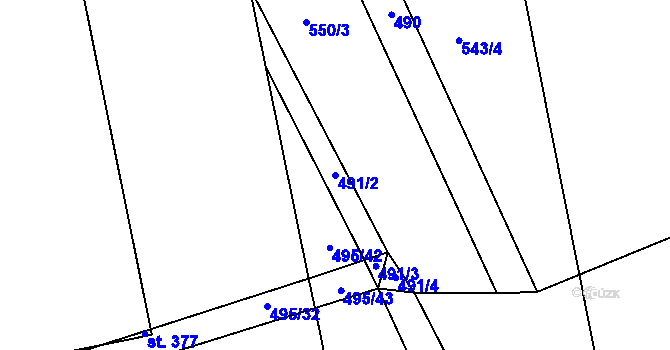 Parcela st. 491/2 v KÚ Dolní Bučice, Katastrální mapa