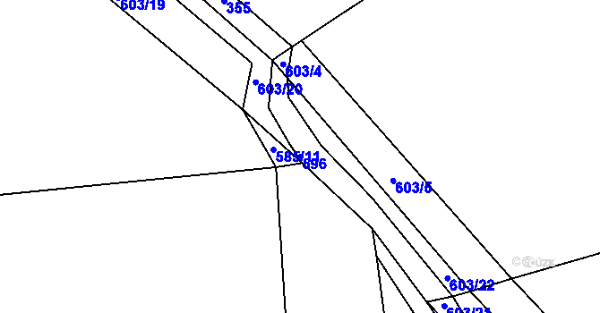 Parcela st. 596 v KÚ Dolní Bučice, Katastrální mapa