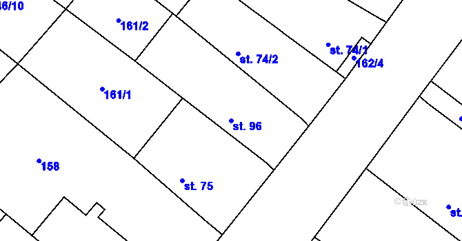 Parcela st. 96 v KÚ Horní Bučice, Katastrální mapa