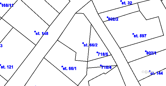 Parcela st. 66/2 v KÚ Vrdy, Katastrální mapa